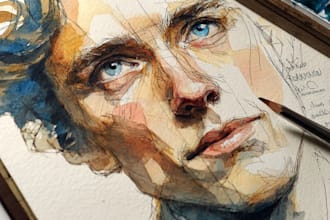 draw watercolor portrait painting