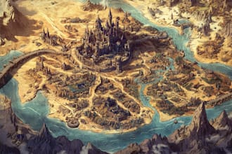 detailed fantasy map for your novel, boardgame