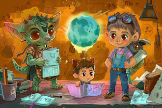 draw children or cartoon fantasy illustration