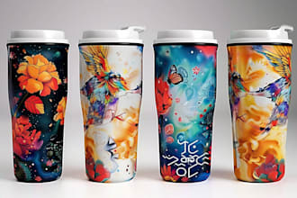 design awesome sublimation wrap designs for tumblers with 2d, 3d illustration