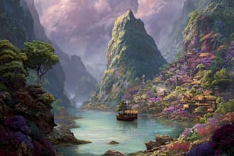 draw a  fantasy landscape