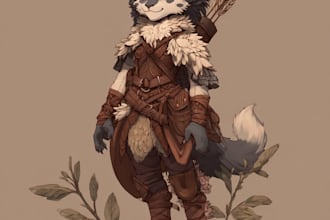 draw furry, anthro character, fursona art and hybrid dnd character