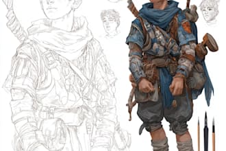 draw custom dnd character illustration or character sheet