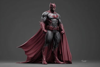 draw black and white comic superhero character line art