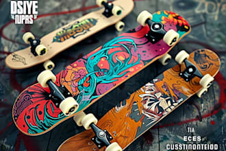 create illustrated skateboard graphics