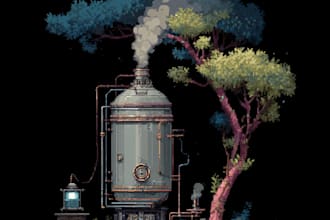 create steam capsule art in pixel art style