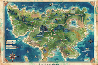 design a unique vector map, realistic or fantasy