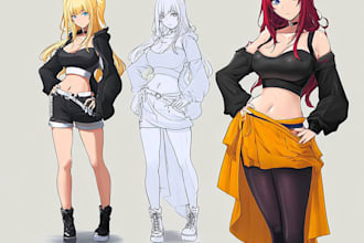 create original anime character sheet or reference for