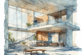 render architecture and interior concept in watercolor