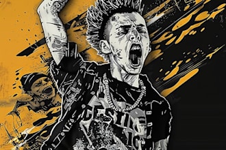 create illustration anti establisment, punk rock political for tshirt