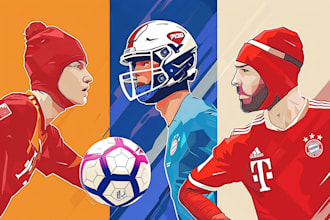 draw custom vector sports, minimalist flat portraits for athletes