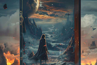 create a fantasy book cover, thriller book cover