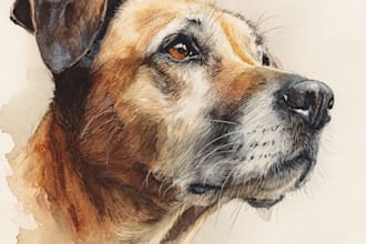 paint a pet portrait or animal in watercolor