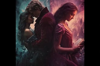 design cinematic romantic book cover with emotional