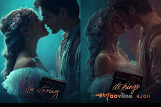 create artistic illustrated romantic book cover with unique