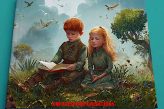 create modern children book cover for educational and