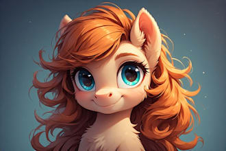 draw cute and unique pony character illustration for you