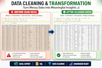 do data analysis, data cleaning, excel dashboard