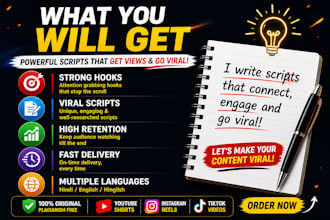 write viral youtube shorts script in hindi  english