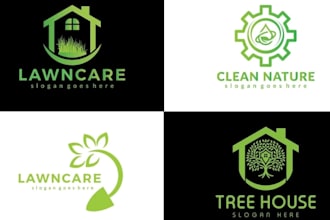 design best agriculture grass trimming landscape and lawn care logo