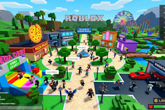 develop full roblox game, roblox building, roblox world, roblox animation, lua