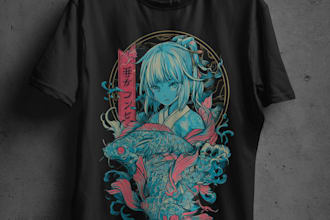 do a japanese t shirt illustration