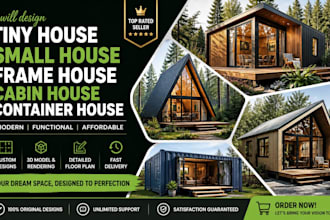 design tiny house, small house, frame house, cabin house, container house