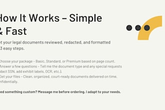 review, redact and format legal documents for lawyers