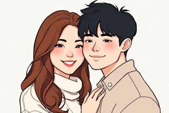 illustrate a fabulous couple portrait illustration