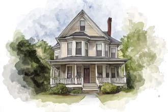 do an watercolor house portrait