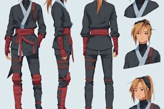 create anime expression sheet with multiple emotions