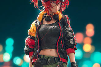 design anime character , cyberpunk character