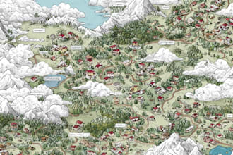 create unique hand drawn map vector illustration