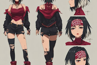 create professional anime model sheet