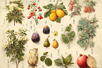draw aesthetic botanical illustrations in vintage or modern