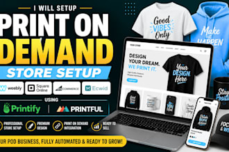 setup print on demand store with weebly square online bigcommerce using printify