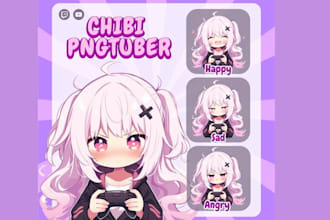chibi pngtuber anime oc anime character design live2d anime avatar twitch emotes