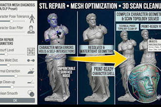 fix stl file, mesh repair, and 3d scan cleanup for 3d printing