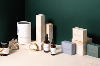 design premium minimalist skincare, cosmetic and beauty packaging labels and box