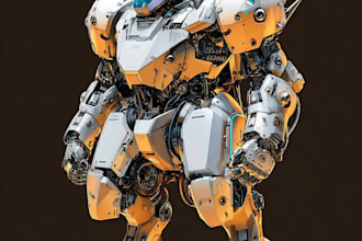 draw a robots and concept art of futuristic mecha