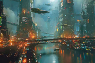 drawing a cyberpunk city illustrations