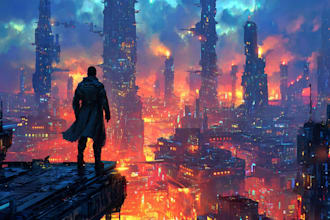 draw detailed neon cyberpunk cityscapes