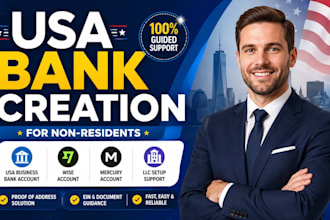 create USA business bank account mercury wise and US physical address for llc