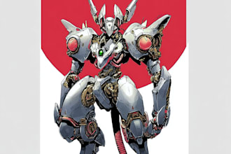 custom futuristic mecha robot character art