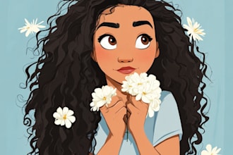 make a disney cartoon illustration