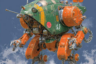 design any type of robot, cyborg, armor or mecha in line art