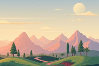 make a vector landscape flat illustration