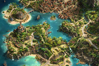 create an original treasure, fantasy and pirate map design