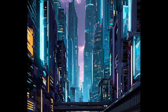 do cyberpunk city design for you