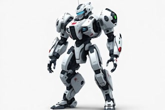 paint a gorgeous robot character or mascot illustration